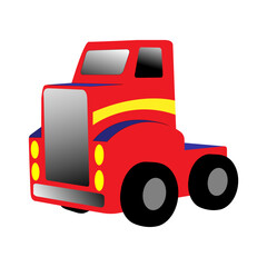 Wooden toy truck on a white background. Vector illustration.
