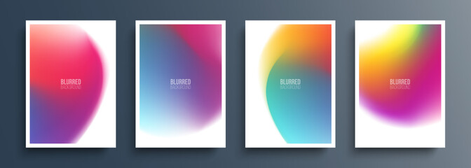 Set of blurred backgrounds with multicolored soft color gradients for your creative graphic design. Vector illustration.
