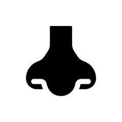 Nose black glyph ui icon. Sensory and respiratory system. Facial part of body. User interface design. Silhouette symbol on white space. Solid pictogram for web, mobile. Isolated vector illustration