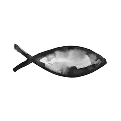 Grunge watercolor hand drawn fish. Vector illustration