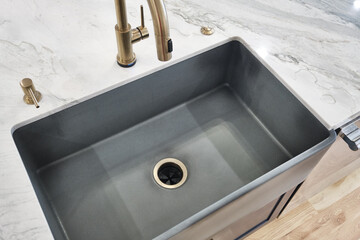 Modern farmhouse sink in contemporary kitchen