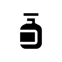 Medication bottle black glyph ui icon. Drug package. Liquid remedy and tablets. User interface design. Silhouette symbol on white space. Solid pictogram for web, mobile. Isolated vector illustration