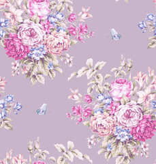 Classic Popular Flower Seamless pattern background - For easy making seamless pattern use it for filling any contours