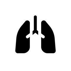 Lungs black glyph ui icon. Checkup of respiratory system. Pneumonia treatment. User interface design. Silhouette symbol on white space. Solid pictogram for web, mobile. Isolated vector illustration