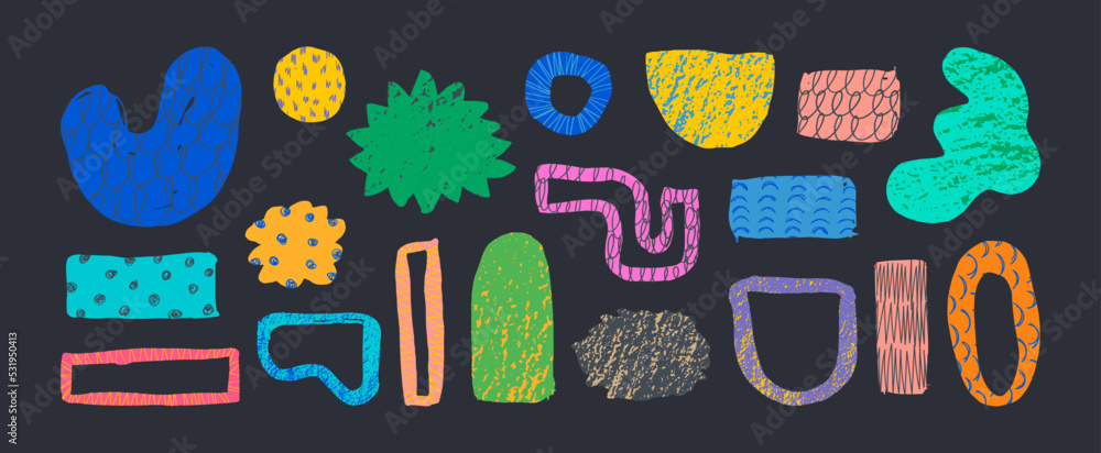 Poster abstract shapes with grunge textures. grunge doodles, elements and shapes. grunge abstract shapes fo