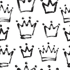 Crowns  Seamless pattern. Cute baby and little princess textures. Children's room wallpaper and clothes design.