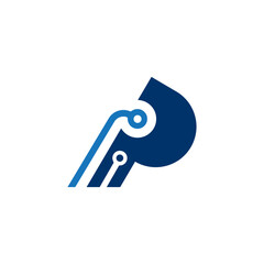 technology letter P logo