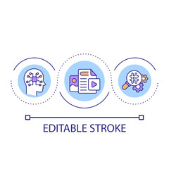 Creating content with AI loop concept icon. Advertising campaign online. Business digitization abstract idea thin line illustration. Isolated outline drawing. Editable stroke. Arial font used