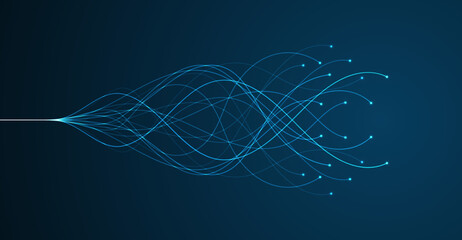 Ai technology. Concept of artificial intelligence. Blue and dots lines. Digital, communication, science, networks