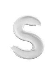 Alphabet Letter s, Cream moisturiser smudge texture smear letter written with white liquid beauty product