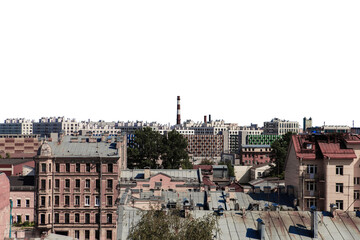 view of the city from the roof with a transparent background