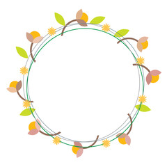 Brightly colored circle wreath on a white background