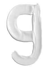 Alphabet Letter g, Cream moisturiser smudge texture smear letter written with white liquid beauty product