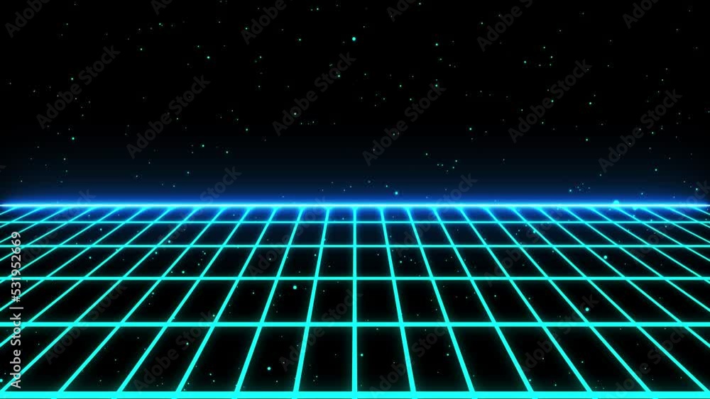 Poster retro sci-fi background futuristic grid landscape of the 90s. digital cyber surface. suitable for de