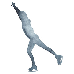 Girl figure skater gliding on ice.Silhouette.Winter sport.Watercolor illustration on a white background. © Makarova Art