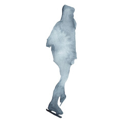 Girl figure skater gliding on ice.Silhouette.Winter sport.Watercolor illustration on a white background. © Makarova Art