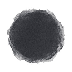 Black watercolor spot isolated on white background. Ink paint brush stain. Abstract grunge texture. Halloween backdrop design.