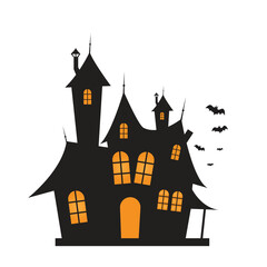Halloween haunted house cartoon vector illustration