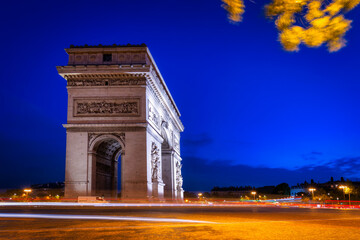 The Arc de Triomphe at the centre of Place Charles de Gaulle in Paris. France