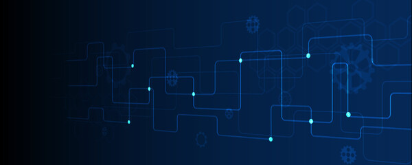 Technology background.Circuit board with the light dark blue.