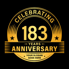 183 years anniversary celebration design template. 183rd logo vector illustrations.
