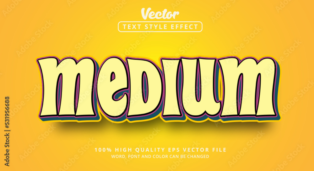 Aufkleber editable text effect, text medium with layered style and color light and sweet