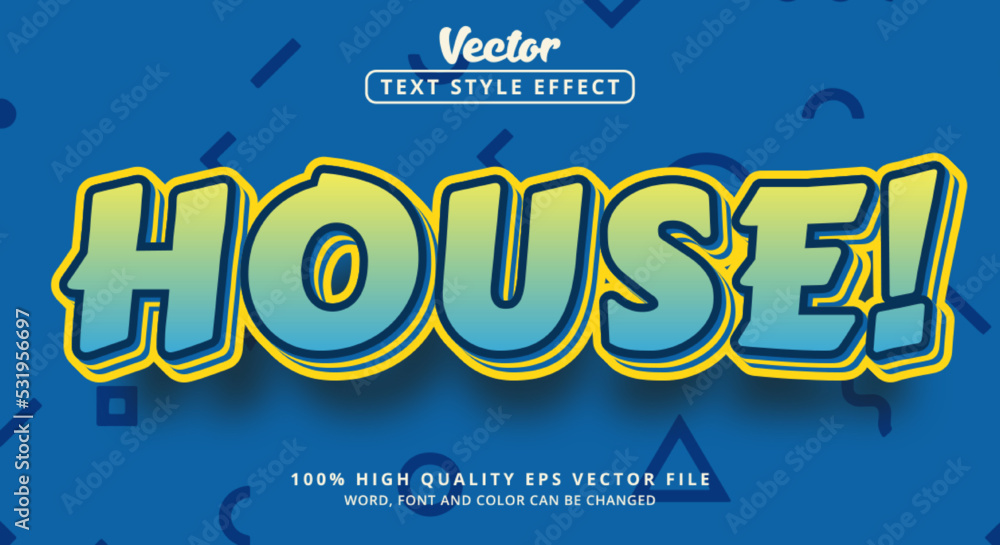 Aufkleber editable text effect, house text with layered combination style