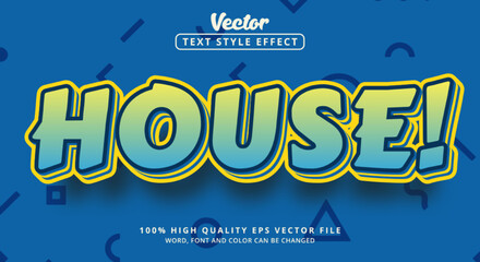 Editable text effect, House text with layered combination style