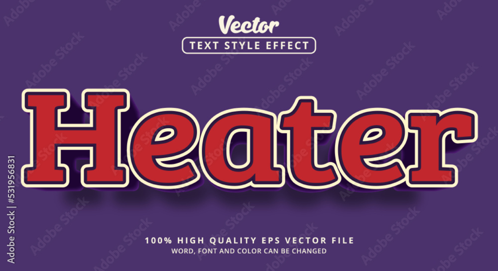 Poster editable text effect, text color heater effect red and white style and vivid color