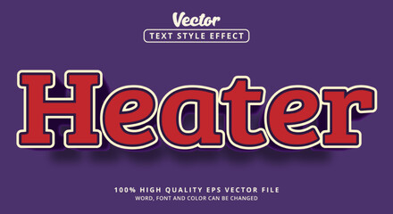 Editable text effect, text color Heater effect red and white style and vivid color