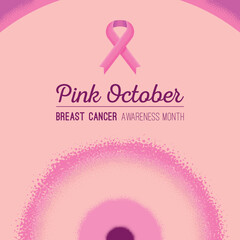pink october ribbon grainy breast cancer awareness month template 