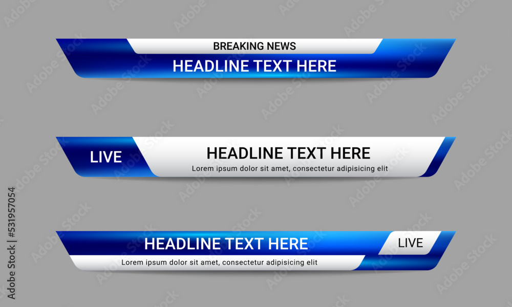 Wall mural set of broadcast news lower third banner templates for television, video and media channels. futuris