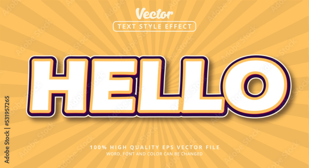 Poster editable text effect, text hello with layered style and combination light and modern template