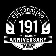 191 years anniversary celebration design template. 191st logo vector illustrations.
