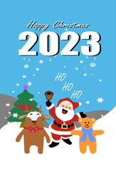 Cheerful at Christmas time at 2023 with snow,wallpaper,card,greeting