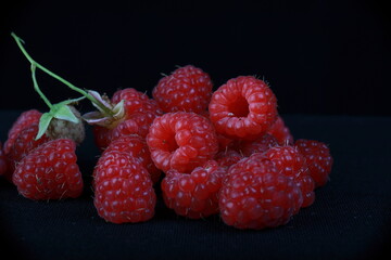 raspberry in the studio on a black background
