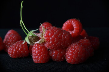 raspberry in the studio on a black background
