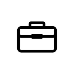 black and white suitcase icon on isolated background