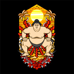 tradition, athlete, strong, martial, warrior, fight, power, heavy, weight, strength, male, overweight, japanese, muscle, wrestling, sport, competition, japan, person, graphic, big, art, cartoon, asia,