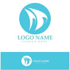 Simple Sailboat dhow boat on Sea Ocean Wave art style logo design, Daily cruises, sea travel, vector icon ILLUSTRATION