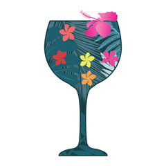 wine glass, leaf pattern