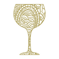 wine glass, mandala pattern