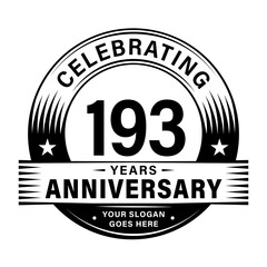 193 years anniversary celebration design template. 193rd logo vector illustrations.
