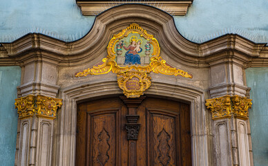 Schwäbisch Gmuend. The chapter house entrance area used to be the home of the minster‘s clergy. Baden Wuerttemberg, Germany, Europe