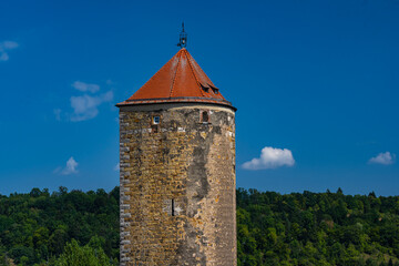 King tower (Königsturm) Fortification of the old city wall, Schwäbisch Gmünd, Baden Württemberg, Germany. - obrazy, fototapety, plakaty