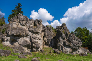 Rock formations of the Kemitzenstein near Bad Staffelstein/Germany in Franconian Switzerland