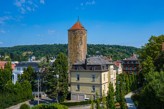 King tower (Königsturm) Fortification of the old city wall, Schwäbisch Gmünd, Baden Württemberg, Germany.