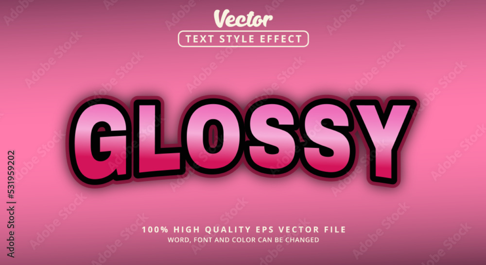 Poster editable text effects, glossy text on pink and black game style effect and vivid color