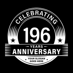 196 years anniversary celebration design template. 196th logo vector illustrations.

