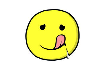 Yellow hungry face emoticon licking tongue